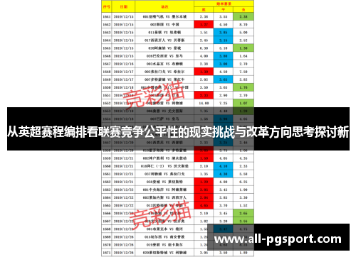 从英超赛程编排看联赛竞争公平性的现实挑战与改革方向思考探讨新 从英超赛程编排看联赛竞争公平性的现实挑战与改革方向思考探讨新